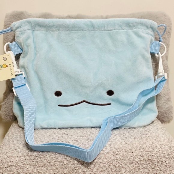 San-x Sumikko gurashi Large Plush Pouch Drawstring Pouch Lizard Crossbody Bag - Picture 4 of 14